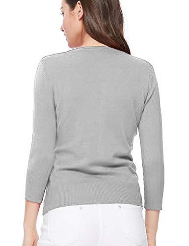 Image of Women's 3 /4 Sleeve Crew Neck Button Down Stretch Knit Cardigan Sweater (S-3XL)