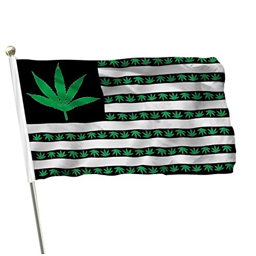 MOFAN Marijuana Leaf USA Flag 3x5ft Polyester Nicely Stitched and Vivid Bright Color US Marijuana Leaf Flag with 2 Solid Grommets Decorations Indoor/Outdoor (Marijuana Leaf Flag)