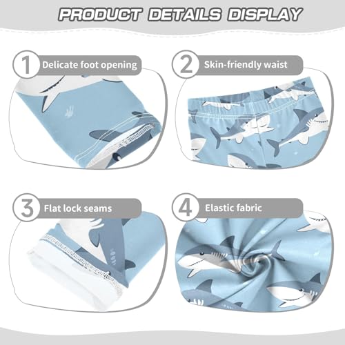 Cartoon Sharks Girls' Leggings Toddler Doodles Cute Kids Yoga Pants Dance Active Tights 4T3