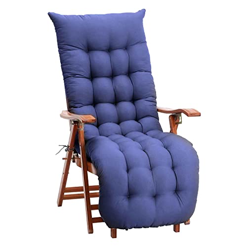 DKIEI Coussin épais pour chaise longue inclinable avec housse antidérapante et sangles - Imperméable - pour extérieur et intérieur - Bleu, 160 x 50 x 8 cm (coussin uniquement) Cover