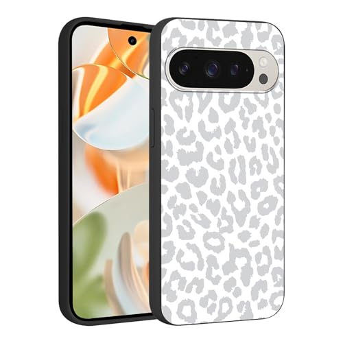 lioscre Cute Cheetah Print Phone Case for Google Pixel 9 Pro 5G 6.3", Aesthetic Coquette Grey Leopard Pattern Design Case Soft Slim Shockproof TPU Protective Funda Cover for Women Girls