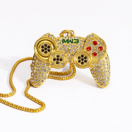 Kprusoian To My Son/Grandson Necklace,Punk Hip Hop Game Controller Necklaces Colorful Crystal Game Console Necklace for Son Grandson Men BFF Friendship (A-Gold) by Kprusoian - Used condition - Image 6