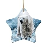 Design double face étoile ou cœur : l'ornement en céramique double face imprimé ours polaire blanc dispose d'imprimés uniques d'étoiles et de cœurs de chaque côté, assurant qu'il est superbe sous n'importe quel angle. Les impressions sont appliquées via la technologie UV, de sorte qu'elles restent vives et résistantes aux rayures.