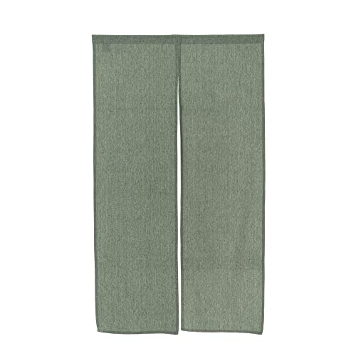 narumikk のれん シャルダム 綿混素材 無地 インド製 暖簾 ノレン 中割れ有り(サイズ:約幅85cmx丈150cm グリーン 緑色)09-079