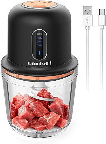DmofwHi Cordless Mini Food Processor Electric, Small Electric Food Chopper with 3 Cup Glass Bowl for Meat Vegetables Onions Garlic, Meat Chopper Blender-Black