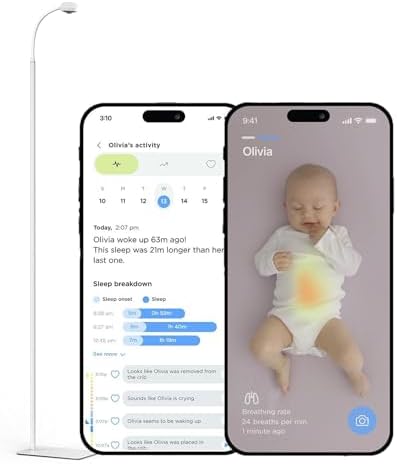Luna - Monitor de cámara WiFi para bebé y soporte de piso...