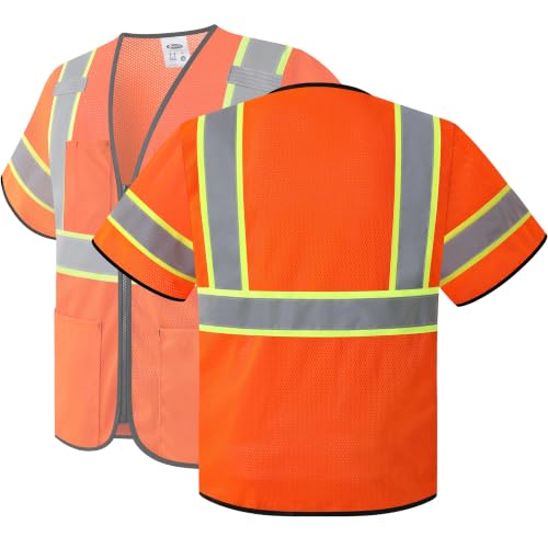 Image of JKSafety Safety Vest for men women Hi Vis Vest with Pockets and Zipper High Visibility Meet ANSI Standard（BX310