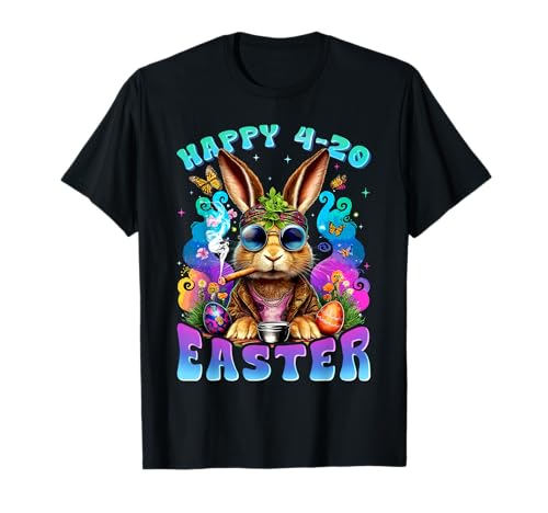 Happy 420 Easter Bunny Smoking Weed Funny Men Women T-Shirt