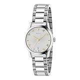 YA126572A Reloj Gucci para mujer, movimiento de cuarzo, esfera analógica, funciones multifunción, impermeable, impermeable, resistente al agua, material de la caja de acero, color de la caja de acero, color plateado, esfera plateada, material de la correa de acero, color de la correa de acero.
