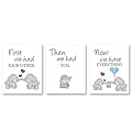Cute Baby Elephant Watercolor Art Print, Set of 3 Balloon Elephant Family Love Quote Wall Art Poster, Living Room Bedroom Home Decor Nursery Art Canvas,Unframed 8x10 Inch
