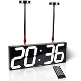 Goetland 20 inch Oversized Digital Clock Double Sided Wall Clock LED Modern Large Display Temperaturer Multi Functional Remote Control 4-Digit for Kitchen Office Living Room Classroom Single White