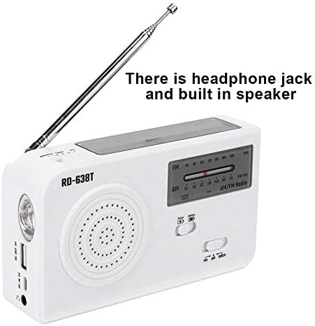 Vista 8 de Radio FM solar portátil, linterna LED de emergencia multifuncional de 3 vías, radio FMAM y cargador de teléfono celular, perfecto para exteriores