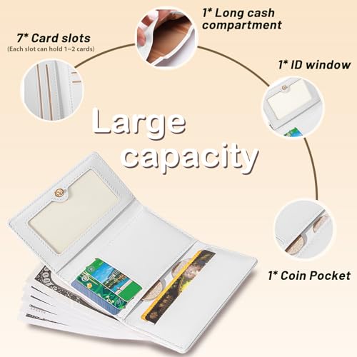 Womens Wallet Small Trifold Slim Pearlescent Trendy Leather Glitter Cute Wallet Cash Pocket with Coin Purse ID Window Card Holder for Girls (Silver)4