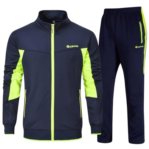 YSENTO Conjunto de 2 peças de agasalho masculino para corrida, conjunto de roupa de treino, 2 - azul
