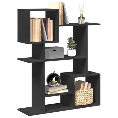 GCHDHAPB Estantería, estantería y estantes de pie, divisor de habitaciones, color negro, 92 x 29 x 112 cm, madera de ingeniería