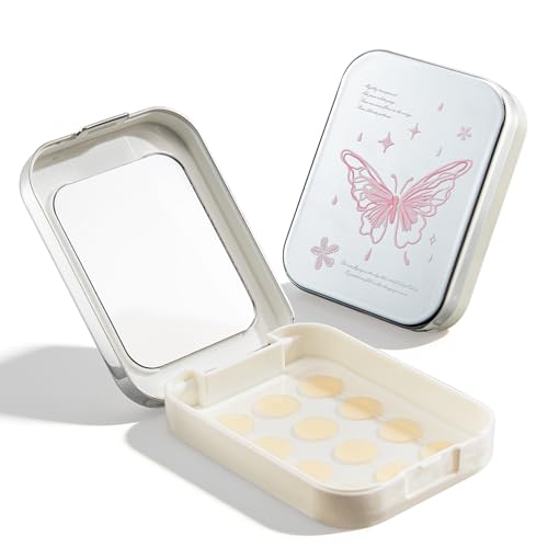 LCYATSI Portable Pimple Patch Case Compatible with Mighty Patch Travel Acne Patch Holder with Built-in Mirror Butterfly Pattern Container for On-the-Go (Pimple Patches Not Included)