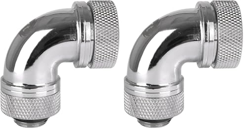 Image of Thermaltake Pacific DIY LCS Chrome G1 /4 PETG 16mm (5 /8 inch) OD Tube 90 Degree Compression Fitting Cooling CL-W097-CA00SL-A (Pack of 2)