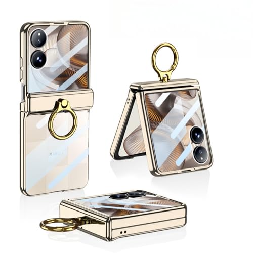 Coque Xiaomi Mix Flip2 dorée avec bague et film écran intégré antichoc