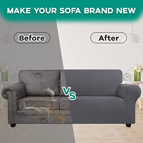 Cwk Stretch Couch Covers For 3 Cushion Couch Sofa Spandex Non-Slip Soft Couch Sofa Cover Slipcovers,Furniture Protector With Non Skid Foam And Elastic Bottom For Kids,Dogs thumb #6