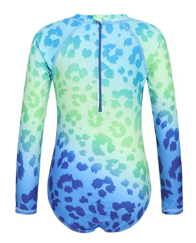 Image of Girls One Piece Rash Guard Long Sleeve Swimsuits for Girls UPF 50+ Sun Protection Bathing Suits 3-16 Years