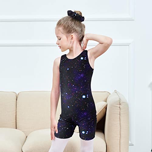 Modafans Leotards For Girls Gymnastics With Shorts Dance Rainbow Leopard Matching Hair Scrunchie For 10-11T,Black Star #TOP1