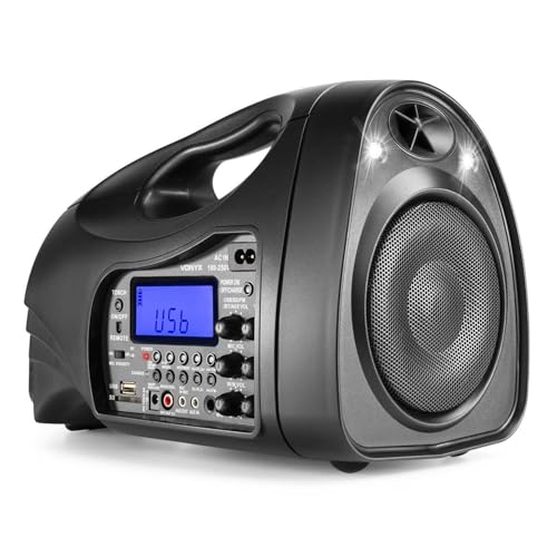 Vonyx Portable Handheld PA System ST016 with Wireless Mic, Rechargeable Battery, Bluetooth, FM Radio, Portable Tour Guide Speaker for Presentations, Events and Tours - 2
