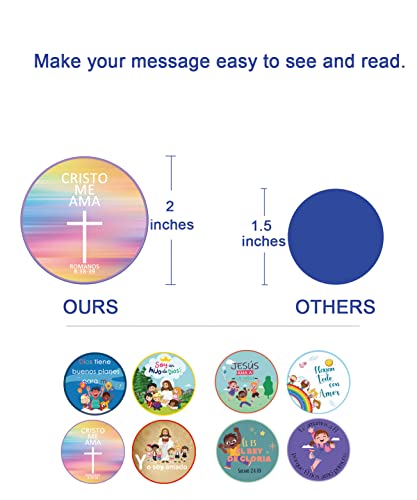 Spanish Christian Stickers For Kids | 2 Inch Jesus Bible Verse Stickers | 8 Designs Scripture Faith Quotes Labels For Church,Sunday School (80Pcs) #TOP5