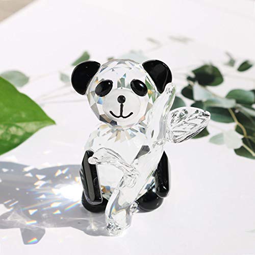 H&D Hyaline & Dora Cute Crystal Glass Panda Figurine With Bamboo For Home Office Decor #TOP23