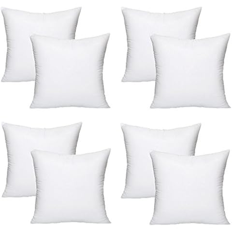 16 Inch (40cm) Hollowfibre Cushion Pads Inners Fillers - Pack of 8 - MADE IN UK Cover
