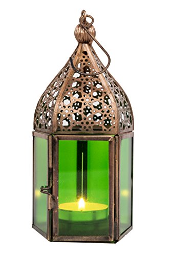 Orientalische Laternen 3 Set Laterne Meena bunt 16cm | 3x Orientalisches Windlicht aus Metall & Glas in 3 Farben… – Bild 3
