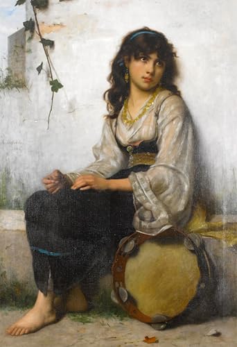 Graffiti Art Mural La petite fille au tambourin poster 60x90cm de Delobbe pour maison