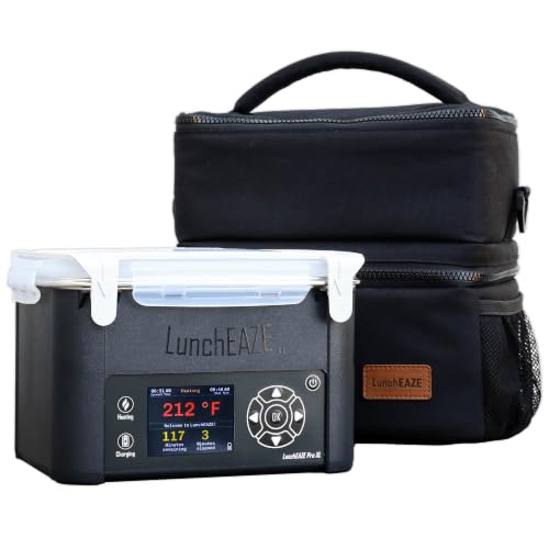 LunchEAZE XL Cordless Heated Electric Lunch Box, Self-Heating, 6-Cup
