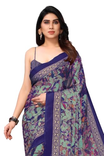 Image of MIRCHI FASHION Women Saree Ethnic Motif Print Chiffon | Breathable Lightweight Plain Weave Sari for Office and Daily Use (Available in 20 Designs)