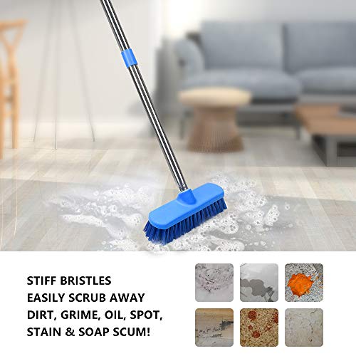 Meibei Floor Scrub Brush With Adjustable Long Handle-54 Inch, Stiff Bristle Grout Brush Tub And Tile Brush For Cleaning Bathroom, Patio, Kitchen, Wall And Deck #TOP7