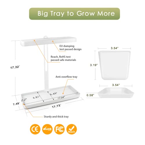 Growled Indoor Garden Grow Light Kit, 3.5 Inch Plastic Planters With Drainage, 4 Square Gardening Pots Plant Pot For Indoor Plants, Flowers, Herbs, Succulents, Foliage Plants #TOP4