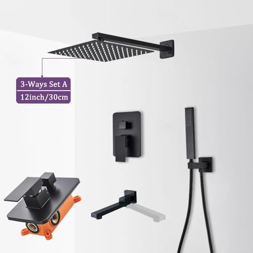 Ensemble de douche noir mat encastré avec mitigeur eau chaude froide - 6