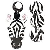 VIALESCARPE - Boucles d'oreilles asymétriques pendantes Zebra. Plexiglass coloré, découpe laser blanc, noir et multicolore, UNI