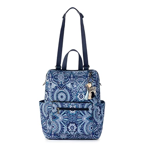 Sakroots Women's Loyola Backpack Eco-Twill, Convertible Purse With Adjustable Crossbody Strap, Multifunctional Bag With Laptop Compartment, Navy Wanderlust, One Size #TOP4