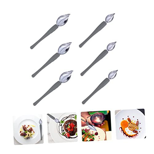 Homoyoyo 6Pcs Piping Spoon Coffee Chocolate Stainless Steel Serving Spoons Chocolate Tools Saucier Drizzle Spoon Culinary Drawing Spoons Spoon Drop Saucier Spoon Sauce Plate Tool Silver Wok #TOP5