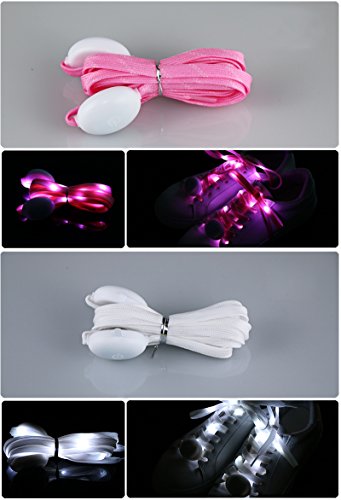 43"Led Light Up Shiny Shoelaces 3 Flashing Modes For Night Jogging Running Hip-Hop Dancing Disco Party(White) #TOP2