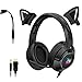 Produktbild Black Gaming Headset Katzenohren mit Mikrofon, Abnehmbarer Cat Ear Kopfhörer für PS4, Xbox One, PC, Smartphone, HiFi 7.1 Stereo Noise Cancelling Headset mit 3,5 mm Adapterkabel