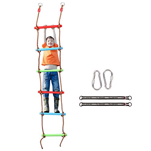 REDCAMP Échelle de corde pour enfants d'extérieur, 2 m, structure d'escalade avec six marches en...