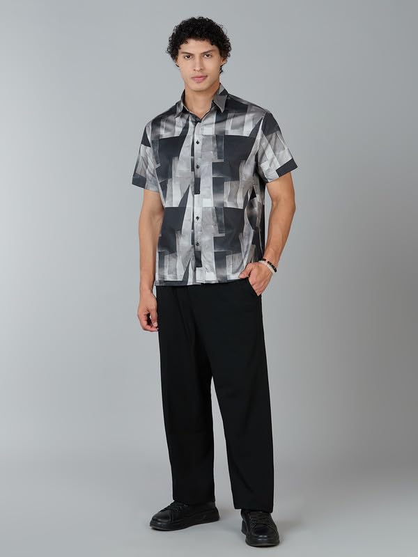 Image of MARK & ALBERT Men's 100% Cotton Printed Half Sleeves Regular Fit Shirt for Men