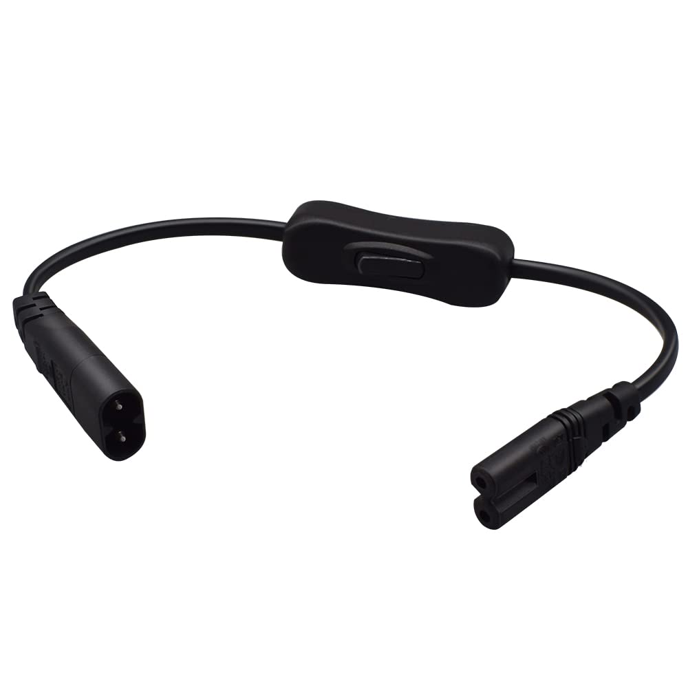 Strhowill (1ft/0.3m) C8 to C7 with Switch Extension Cable, IEC 60320 C8 Plug to C7 with on Off Receptacle Male to Female Extension Power Supply Main