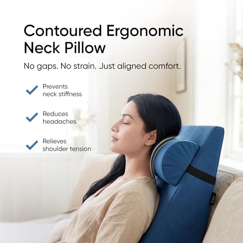Image of Frido Wedge Neck Rest Pillow | Multipurpose Neck Pillow | Memory Foam Roll with Adjustable Strap | Relieves Neck, Knee & Lumbar Pressure | Compatible with Wedge Plus | Washable Cover, Teal Blue