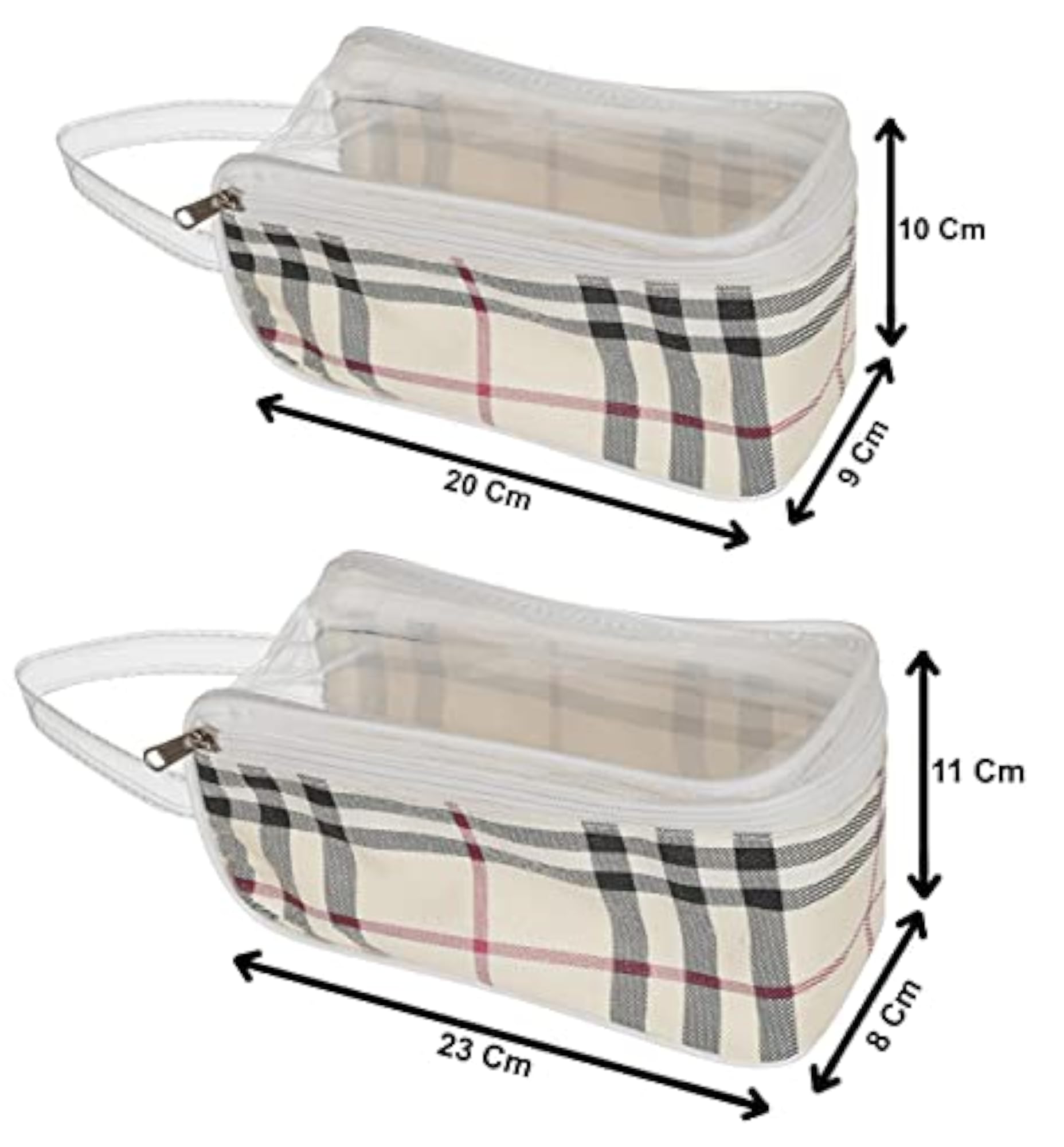 Plastic Box Vanity Travel Toiletry Bag, Set of 2, Cream