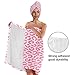 Pink Leopard Print Towel Wrap Skirt for Women with Hair Turban – Microfiber Bath Wrap Set with Adjustable Closure – Quick Dry Spa Towel for Shower, Gym, Dorm, Travel