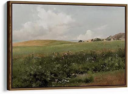 Framed Vintage Farmhouse Wall Decor - Nature Wild Flower Neutral Wall Art for Boho French Country Kitchen Bathroom Bedroom Picture Poster Print Green Room Decor Aesthetic Botanical Cottagecore Floating Framed