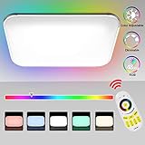 [page_title]-Hengda 48W RGB LED Deckenleuchte Dimmbar, Deckenlampe Spritzwasser geschützt IP44, Kinderzimmerlampe Schlafzimmerlampe Flimmerfrei und Blendfrei, Wohnzimmerlampe 4320LM