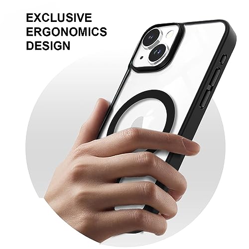 Image of KARWAN️ Hybrid Transparent iPhone 15 Back Cover Case Compatibe with Mag-Safe |Camera Protection Bump | Transparent Back Cover Case for iPhone 15(PC, TPU | Black Bumper)